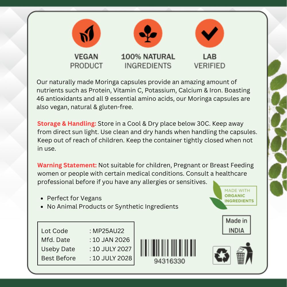 Organic Moringa Leaf Capsules
