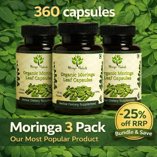 Organic Moringa Capsules 3 Pack - 360 Capsules